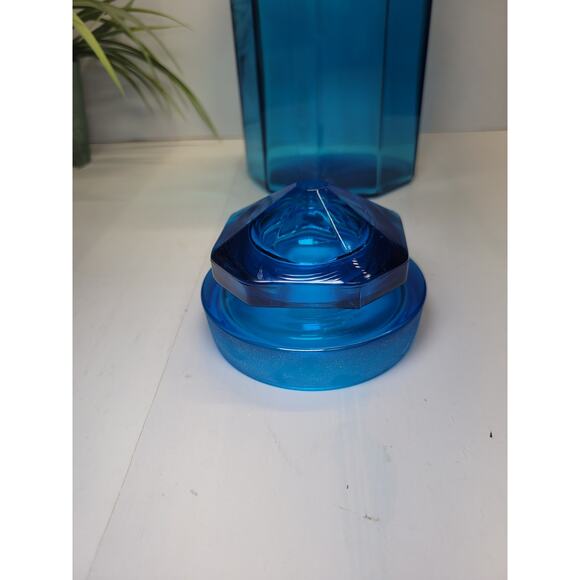Vintage Paneled Canister, Retro Blue Smith Glass, Extra Large 11-1/2" - Picture 3 of 5